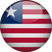 liberia, 3d, redondeado, bandera nacional, botón, icono, ilustración vector