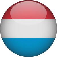 Luxembourg 3D Rounded National Flag Button Icon Illustration vector