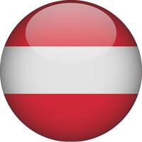 Austria 3D Rounded National Flag Button Icon Illustration vector