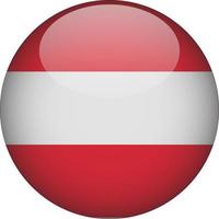 Austria 3D Rounded National Flag Button Icon Illustration vector