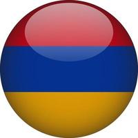 Armenia 3D Rounded National Flag Button Icon Illustration vector