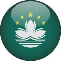 Macau 3D Rounded National Flag Button Icon Illustration vector