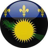 Guadeloupe 3D Rounded National Flag Button Icon Illustration vector