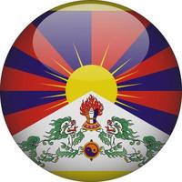 Tibet 3D Rounded National Flag Button Icon vector