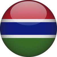 Gambia 3D Rounded National Flag Button Icon Illustration vector