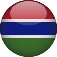 Gambia 3D Rounded National Flag Button Icon Illustration vector