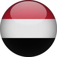 Yemen 3D Rounded National Flag Button Icon vector