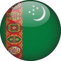 Turkmenistan 3D Rounded National Flag Button Icon vector