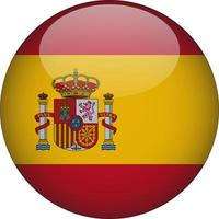 Spain 3D Rounded National Flag Button Icon vector