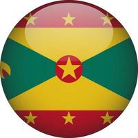 Grenada 3D Rounded National Flag Button Icon Illustration vector
