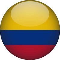 Colombia 3D Rounded National Flag Button Icon Illustration vector