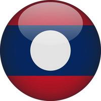 Laos 3D Rounded National Flag Button Icon Illustration vector