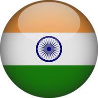 India 3D Rounded National Flag Button Icon Illustration vector