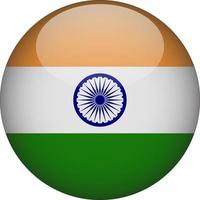 India 3D Rounded National Flag Button Icon Illustration vector