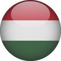 Hungary 3D Rounded National Flag Button Icon Illustration vector