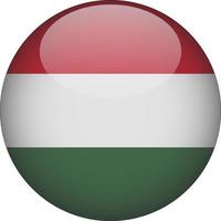 Hungary 3D Rounded National Flag Button Icon Illustration vector