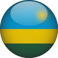 Ruanda 3d icono de botón de bandera nacional redondeada vector