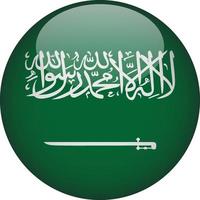 arabia saudita, 3d, redondeado, bandera nacional, botón, icono vector