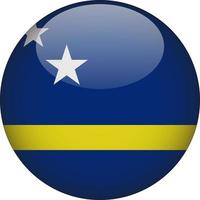 Curacao 3D Rounded National Flag Button Icon Illustration vector