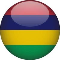 Mauritius 3D Rounded National Flag Button Icon Illustration vector