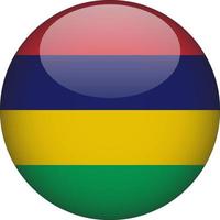 Mauritius 3D Rounded National Flag Button Icon Illustration vector