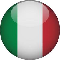 Italy 3D Rounded National Flag Button Icon Illustration vector