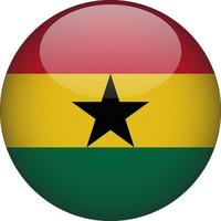 Ghana 3D Rounded National Flag Button Icon Illustration vector