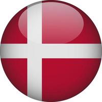 Denmark 3D Rounded National Flag Button Icon Illustration vector