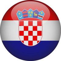 Croatia 3D Rounded National Flag Button Icon Illustration vector