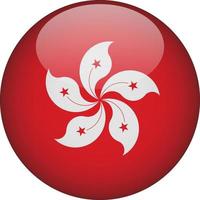 Hong Kong 3D Rounded National Flag Button Icon Illustration vector