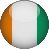 Ivory Coast 3D Rounded National Flag Button Icon Illustration vector