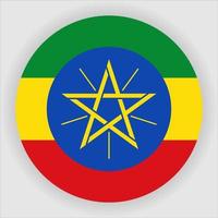 Ethiopia Flat Rounded National Flag Icon Vector