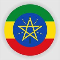 Ethiopia Flat Rounded National Flag Icon Vector