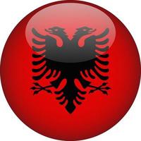 Albania 3D Rounded National Flag Button Icon Illustration vector