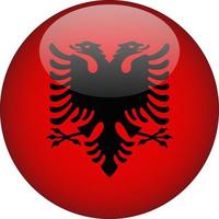 Albania 3D Rounded National Flag Button Icon Illustration vector