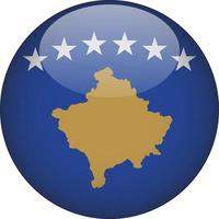 Kosovo 3D Rounded National Flag Button Icon Illustration vector