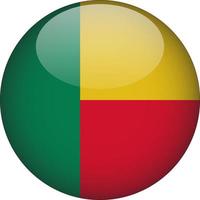 Benin 3D Rounded National Flag Button Icon Illustration vector