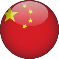 China 3D Rounded National Flag Button Icon Illustration vector