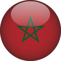 Morocco 3D Rounded National Flag Button Icon Illustration vector