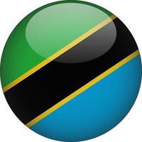 Tanzania 3D Rounded National Flag Button Icon vector