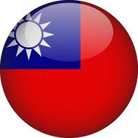 Taiwan 3D Rounded National Flag Button Icon vector