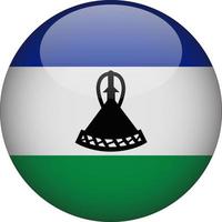 Lesotho 3D Rounded National Flag Button Icon Illustration vector