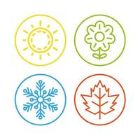 Set Collection of Four Seasons Icon - Summer, Spring, Winter and Autumn.