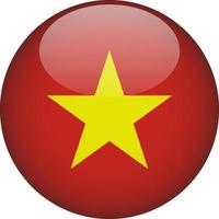 Vietnam 3D Rounded National Flag Button Icon vector