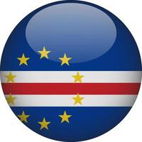 Cape Verde 3D Rounded National Flag Button Icon Illustration vector