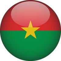 burkina faso 3d redondeado bandera nacional botón icono ilustración vector