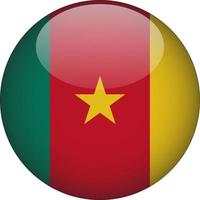 Cameroon 3D Rounded National Flag Button Icon Illustration vector