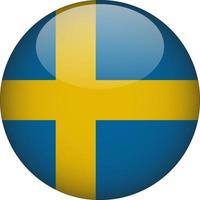 Sweden 3D Rounded National Flag Button Icon vector