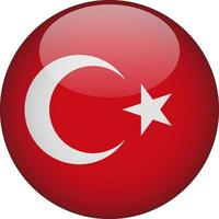 Turkey 3D Rounded National Flag Button Icon vector