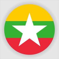 myanmar, plano, redondeado, bandera nacional, icono, vector